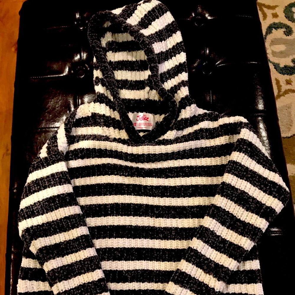 Justice Striped Cropped Sweater